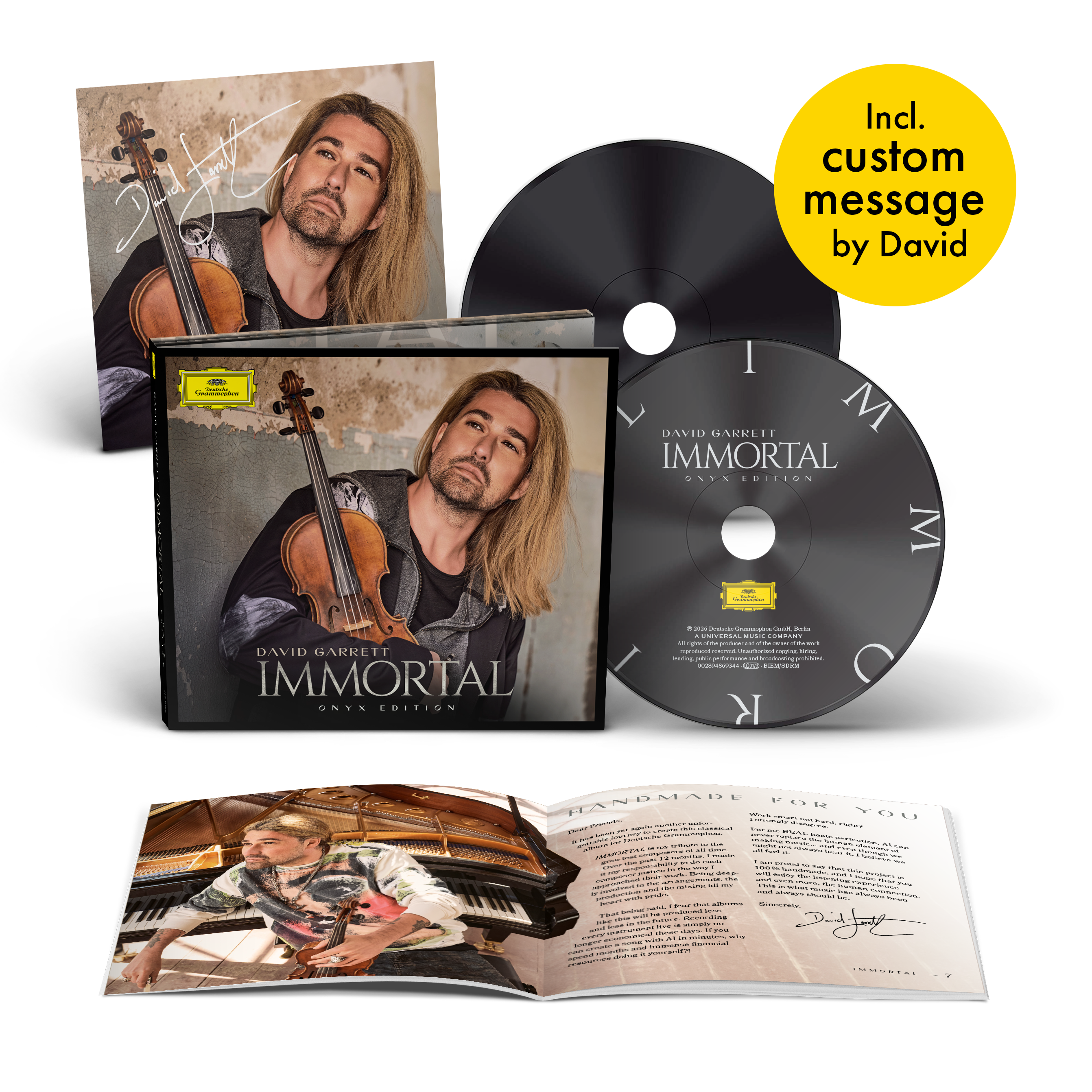 David Garrett Immortal Onyx CD + Signierte Artcard + Persönliche Botschaft 453863